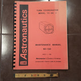 Astronautics Turn Coordinator TC-M Series Maintenance & Parts Manual.  Circa 1986.