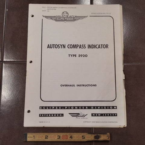 Bendix Pioneer Autosyn Compass Indicator Type 5920 Overhaul Manual.