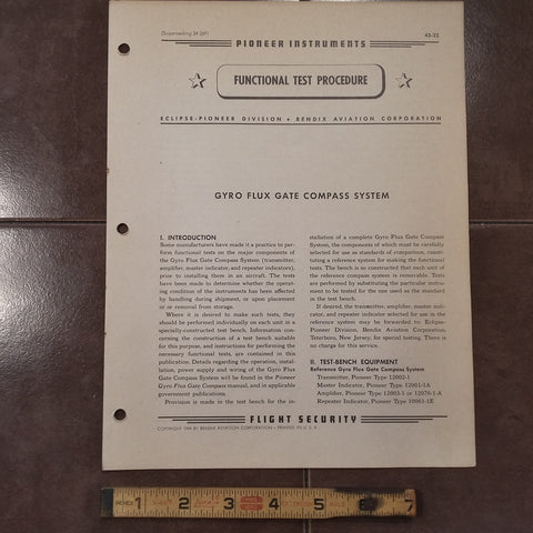 Bendix Pioneer Gyro Flux Gate Compass System Functional Test Procedure Manual.