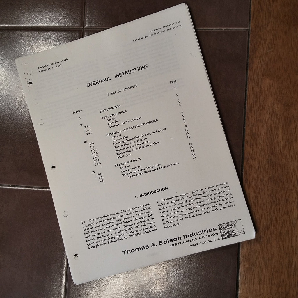 Edison Model 200 Ratiometers Temperature Indicators Overhaul Manual.