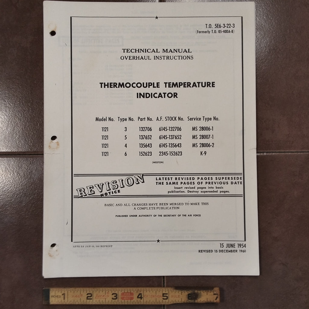 Weston Model 1121 Thermocouple Temperature Indicators Overhaul Manual.