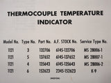 Weston Model 1121 Thermocouple Temperature Indicators Overhaul Manual.  Circa 1954, 1960.