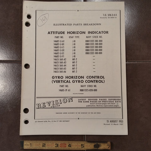 Pioneer J-8 , MF-2 Attitude Horizon Indicator & 14605 Vertical Gyro Parts Manual.