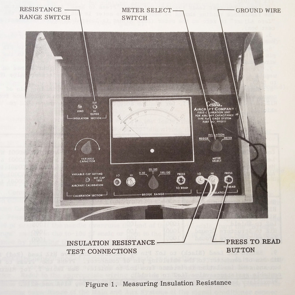 Cessna Capacitance Fuel System Test Box 9910111 Series Operating Manual.