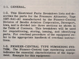 Bendix Pioneer Altimeter 1587-9A1-A1 Parts Manual.  Circa 1960.