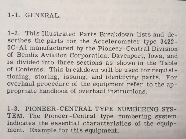 Bendix Accelerometer Bendix Pioneer Accelerometer 3422-5C-A1 Parts Manual. Circa 1958. – G's ...