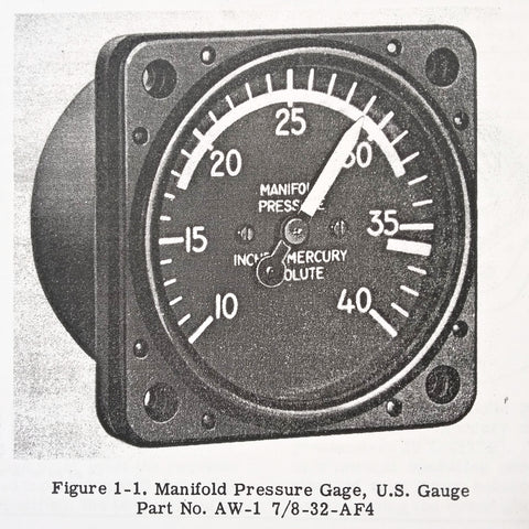 US Gauge Manifold Pressure Gage AW-1 7/8-32-AF4 Overhaul & Parts Manual.