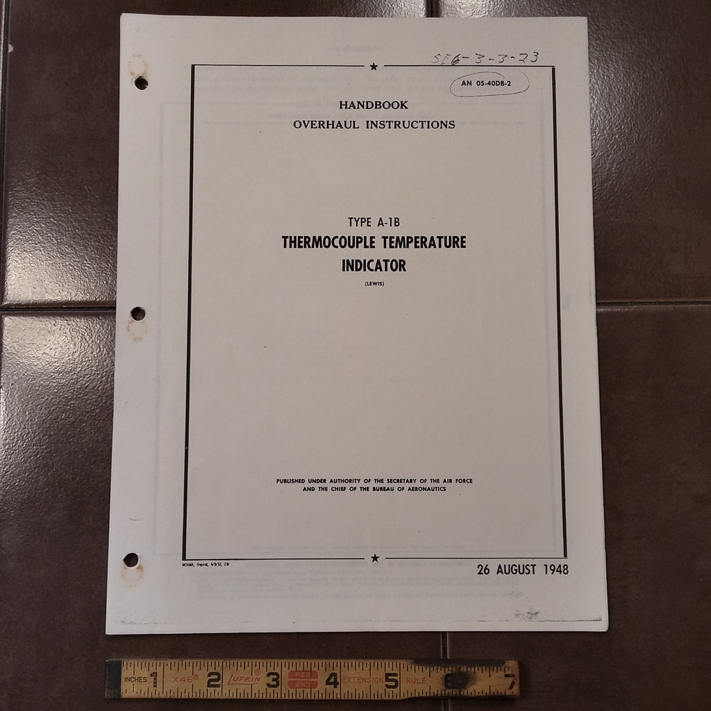 Lewis Thermocouple Temperature Indicator Type A-1B Overhaul Manual.