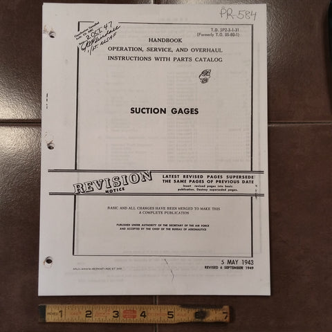 Suction Gages Operation, Service, Overhaul & Parts Manual.