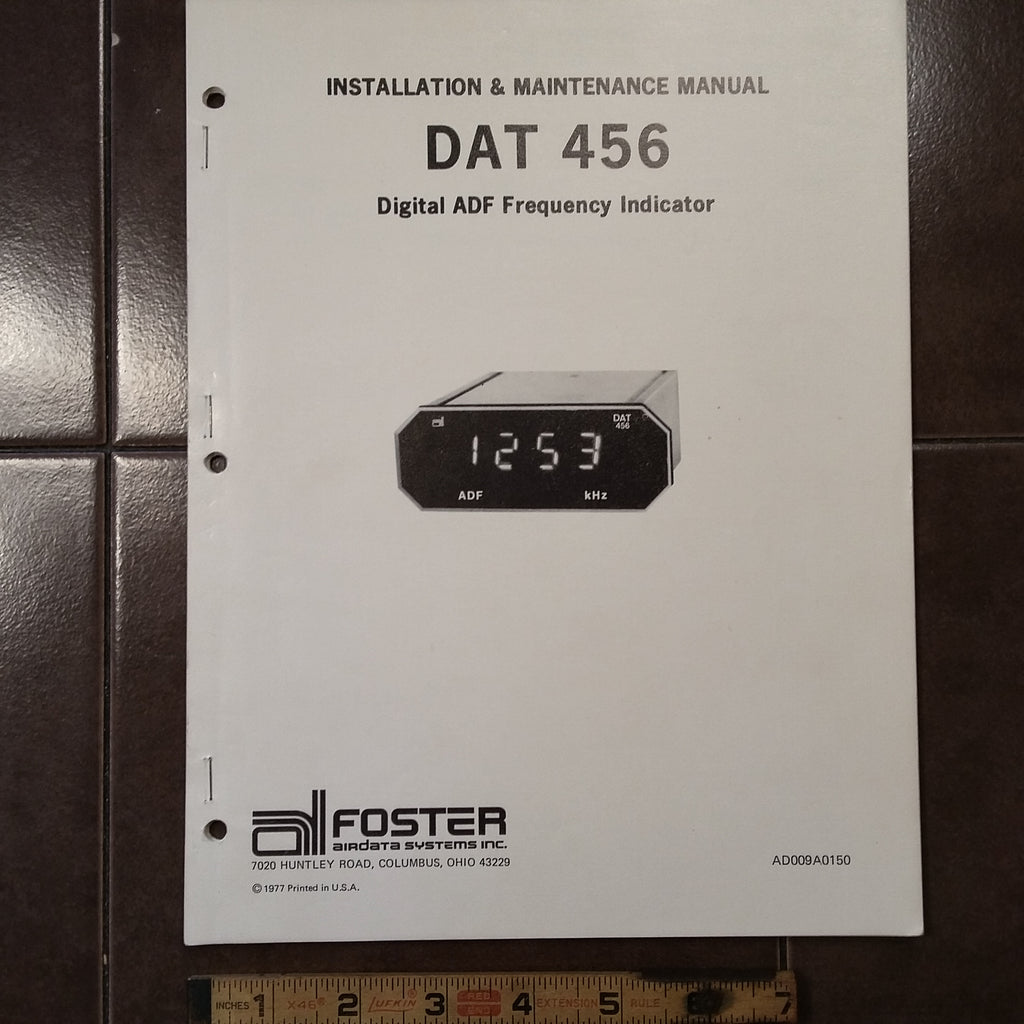 Foster DAT 456 Digital ADF Indicator Install & Service Manual