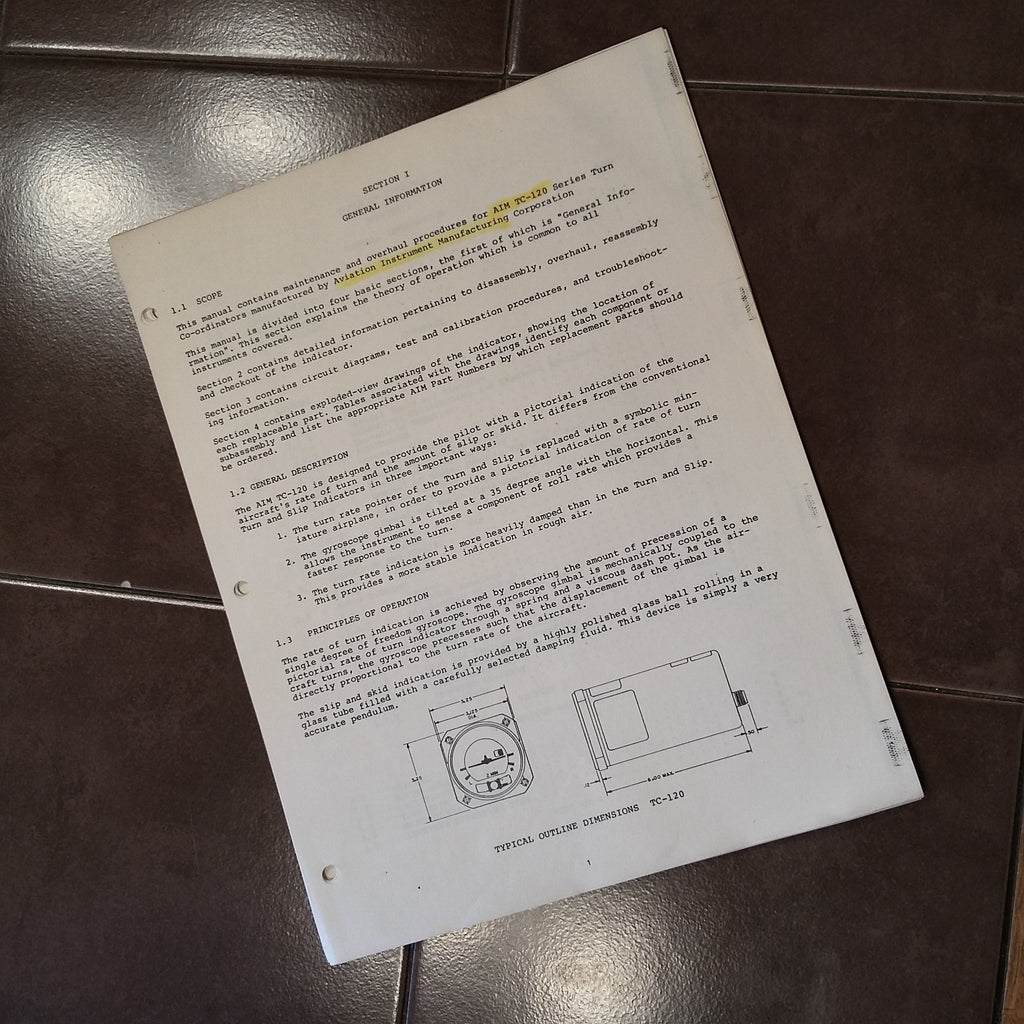 Aviation Instrument, AIM TC-120 Maintenance & Overhaul Manual.