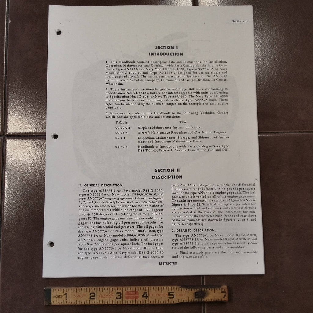 Electric Auto-Lite AN5773-1/1A/2, R88-G-1020 & R88-G-1020-10 Overhaul Manual.