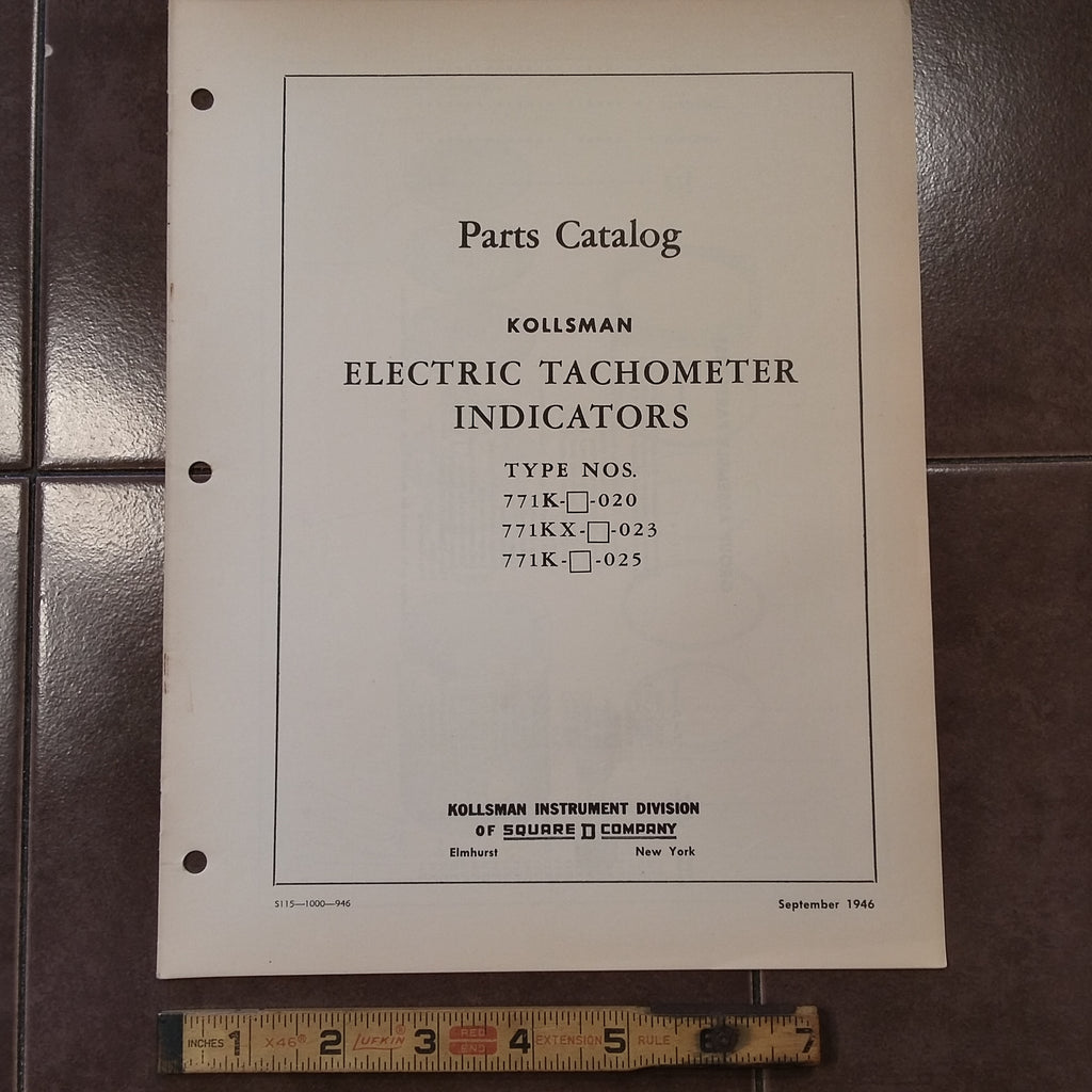 Kollsman Electric Tachometer 771K Series Parts Catalog.