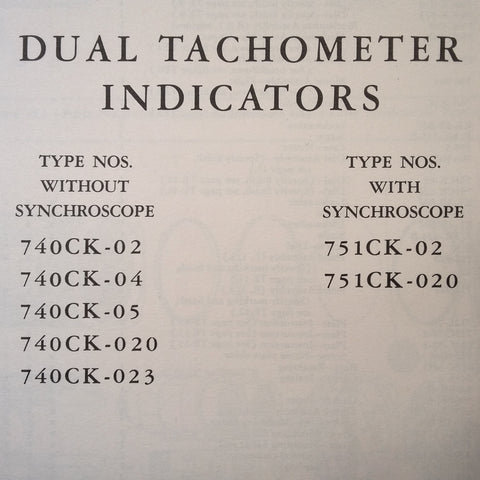 Kollsman Dual Tachometer Indicators 740CK-02,  740CK-04,  740CK-05,  740CK-020,  740CK-023,  751CK-02 & 751CK-020  Parts Catalog.