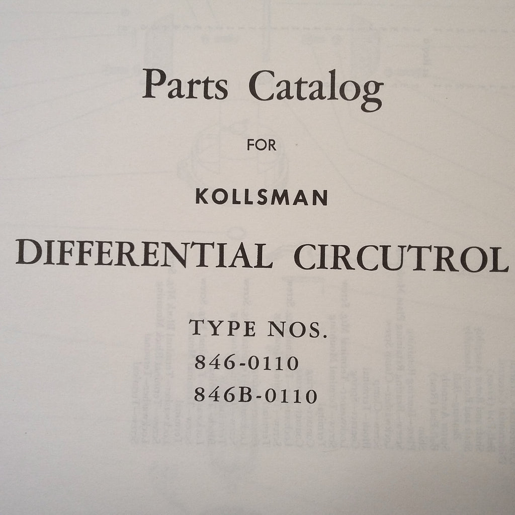 Kollsman Differential Circutrol Type 846-0110 & 846B-0110 Parts Catalog.