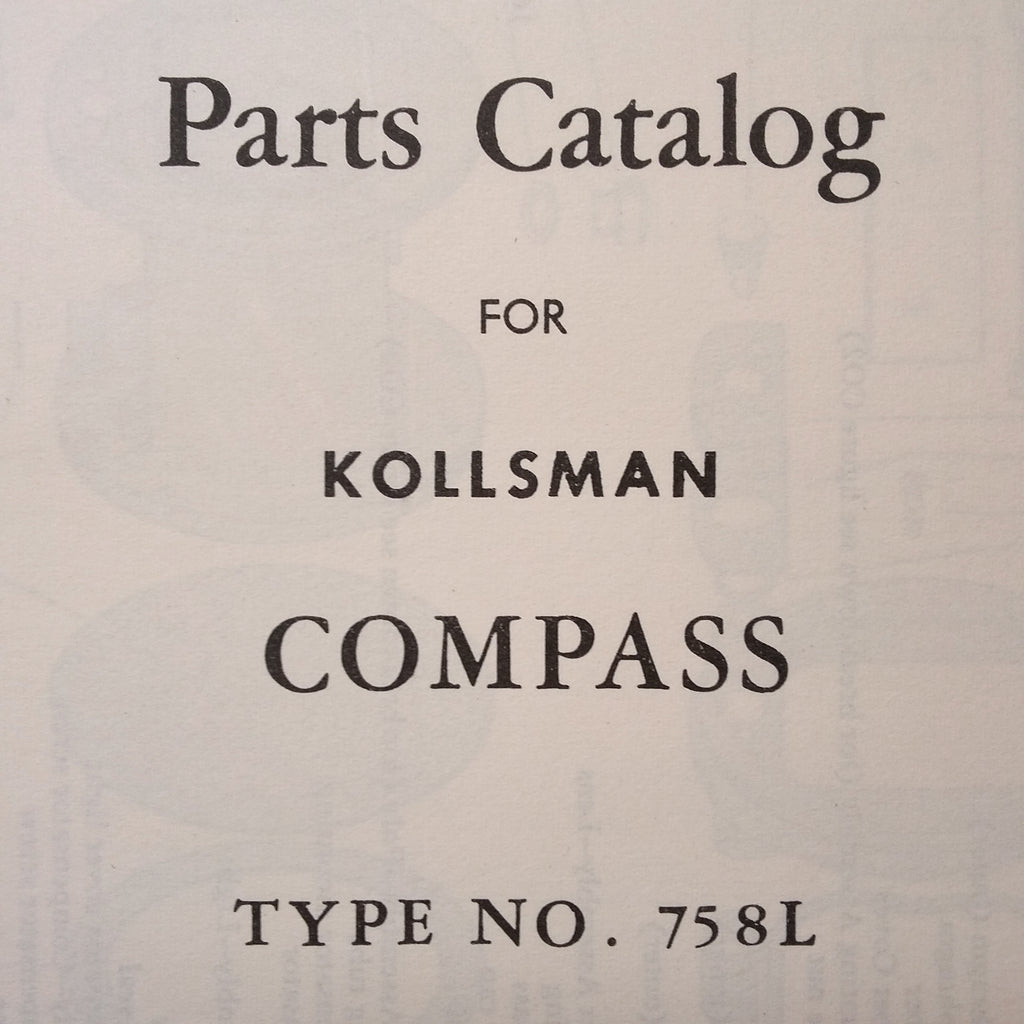 Kollsman Compass Type 758L Parts Catalog.  Circa 1946