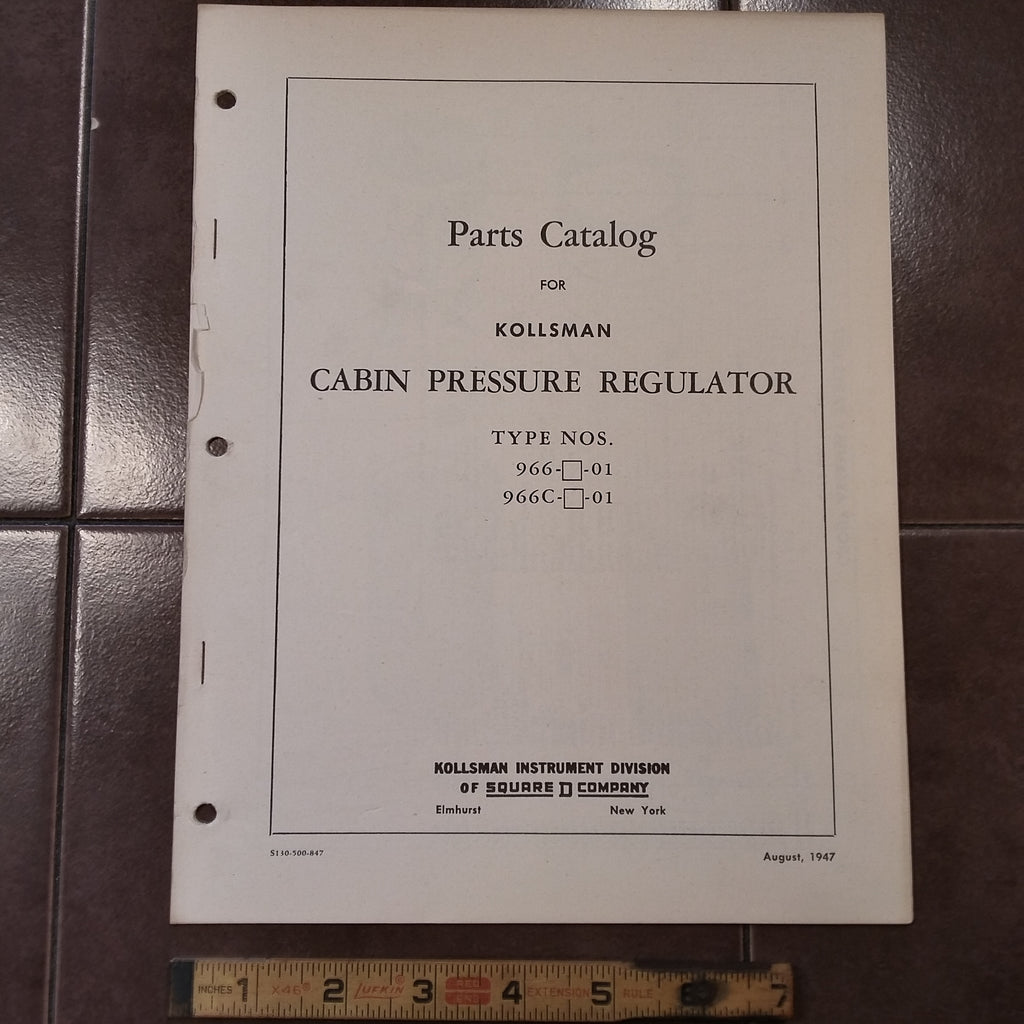 Kollsman Cabin Pressure Regulator 966-( )-01 and 966C-( )-01 Parts Catalog.