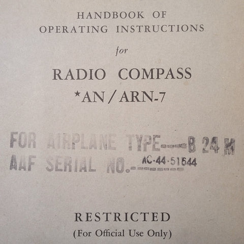 Radio Compass AN/ARN-7 Operation Manual.