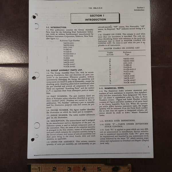 Kollsman Dual Tachometer Indicators Parts Manual – G's Plane Stuff