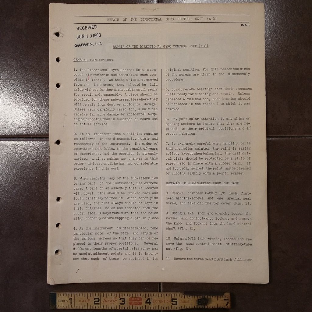 Sperry Directional Gyro A-2 Service Manual. 644342-F