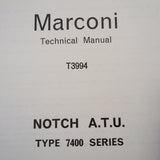 Marconi Type 7400 Notch Aerial Tuning Unit T3994 Overhaul Manual.