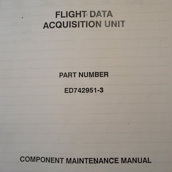 Hamilton Standard United FDAU ED742951-3 Component Maintenance Manual ...