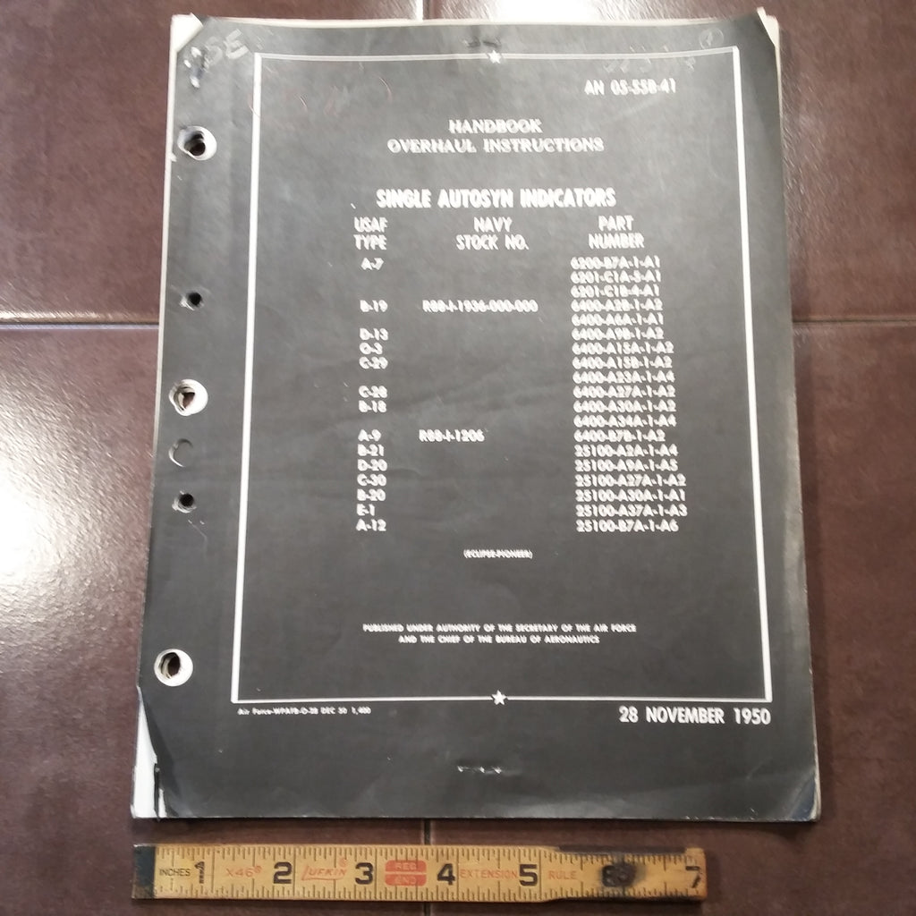 Pioneer Single Autosyn Indicators A-7, B-19, D-13, O-3, C-29, C-28, B-18, A-9, B-21, D-20, C-30, B20, E-1 & A-12 Overhaul Manual.