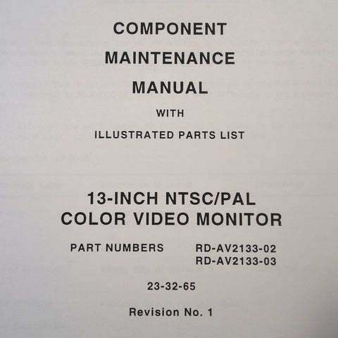 Matsushita 13" Monitor RD-AV2133-02 , RD-AV2133-03 Maintenance Parts Manual.