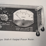 GenRad General Radio 1840A Output Power Meter Instruction Service Manual.