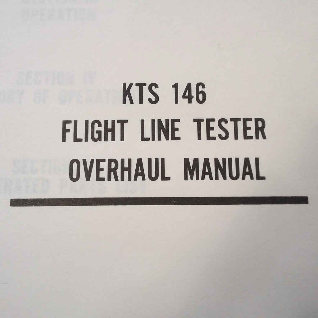 King KTS 146 Flight Line Tester service manual.