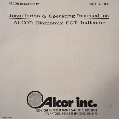 Alcor Ekonomix EGT Indicator Installation & Operating Manual.