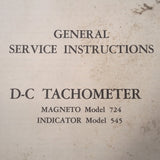 Weston DC Tachometer Magneto Model 724 & Indicator Model 545 Service Manual.  Circa 1944.