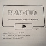 Factory issued FM/AM 1000A Maintenance Manual.