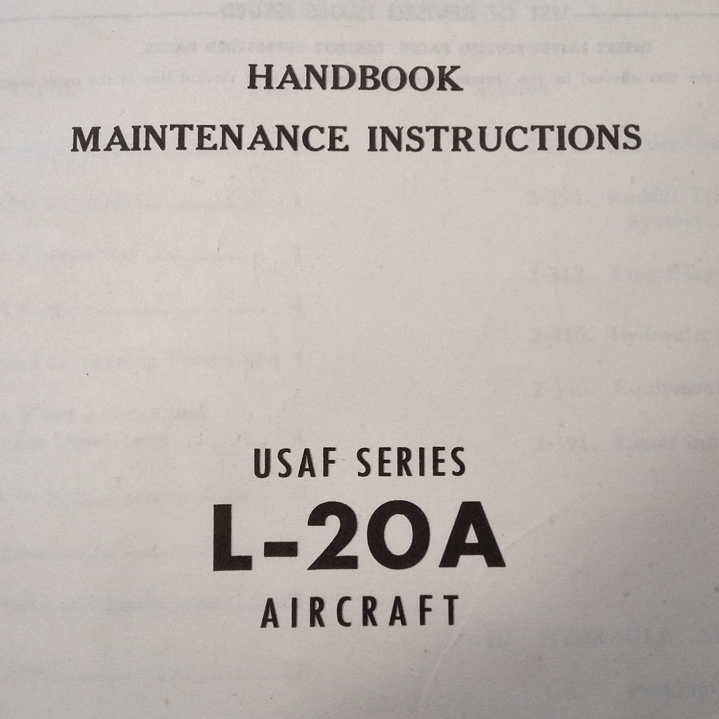 Original de Havilland DHC-2 Beaver USAF L-20A Maintenance Manual.