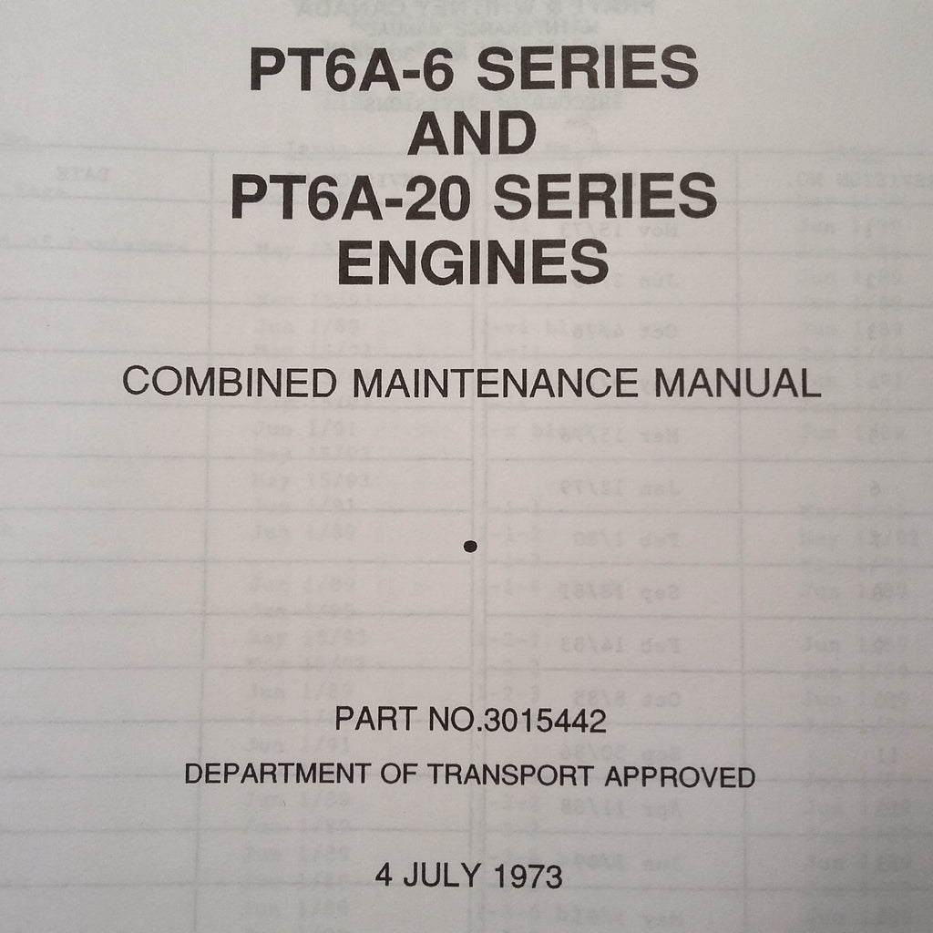 PT6A-6 and PT6A-20 Engine Maintenance Manual.