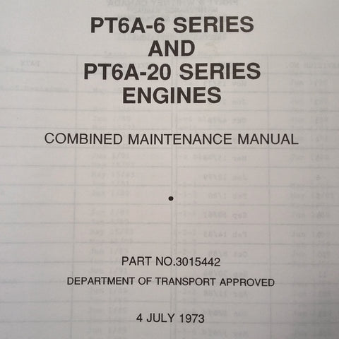 PT6A-6 and PT6A-20 Engine Maintenance Manual.