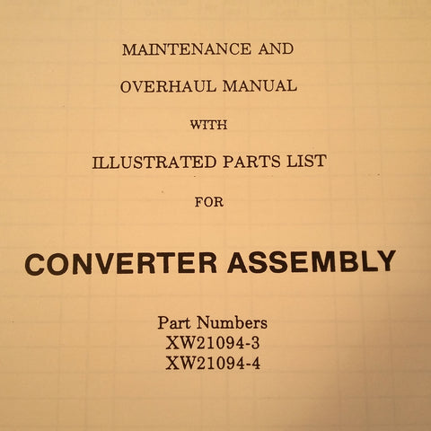 Alco Controls Converter XW21094-3 & XW21094-4 Overhaul & Parts Manual.