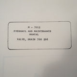 Aircraft Appliances A.E.E. Drain Valve 700 506 Overhaul Maintenance Booklet.