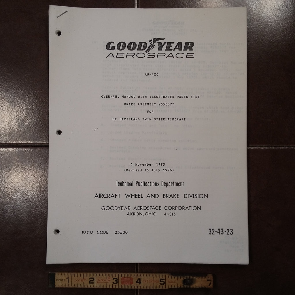 Goodyear Brake 9550377 on Twin Otter Overhaul Parts Manual.  Circa 1973, 1976.