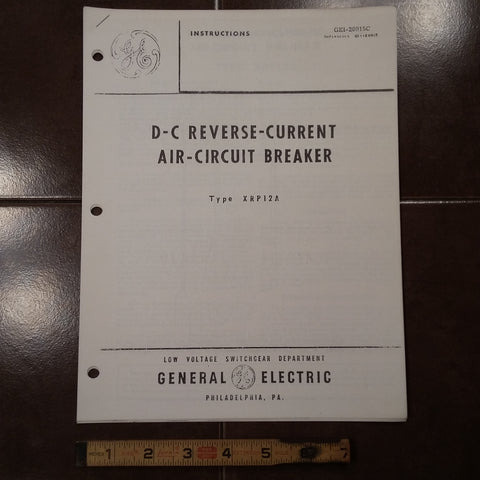 GE DC Reverse Current Air-Circuit Breaker XRP12A Install & Service Manual.