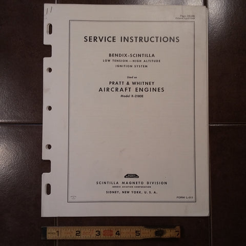 1949 Bendix Scintilla Low Tension Ignition on Pratt Whitney R-2180E Service Manual.