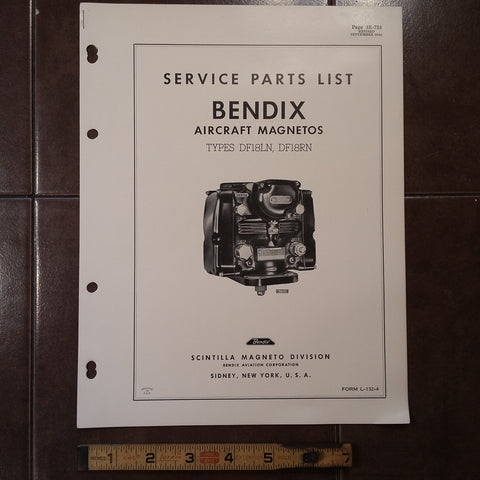 Bendix Scintilla DF18LN and DF18RN Magneto Parts Booklet.