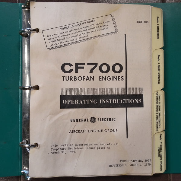 GE Turbofan CF700 Operating Manual. – G's Plane Stuff