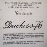 Beechcraft Duchess 76 Pilot's Operating Handbook.