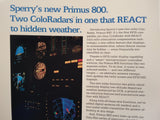 Sperry Avionics Primus 800 ColoRadar Original Sales Brochure, Tri-Fold,, 8.5 x 11".