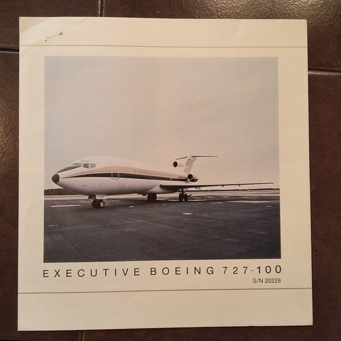 Executive Boeing 727-100 Original Sales Brochure, TriFold, 8 x 8.5".