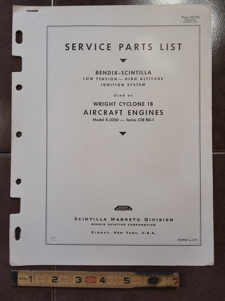 Scintilla Low Tension Ignition on Wright Cyclone 18 R-3350 Parts Manual