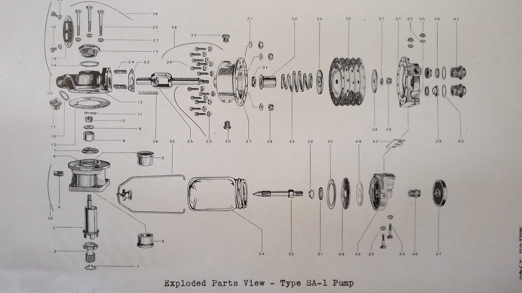 Scintilla Diaphram Dry Air Pump SA-1 & WC-23 Parts Lists.