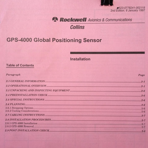 Collins GPS-4000 Install manual.