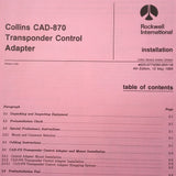 Collins CAD 870 Transponder Control Install manual.